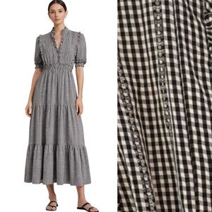 Max Studio High Neck Black and White Gingham Maxi Dress Women’s Size Medium